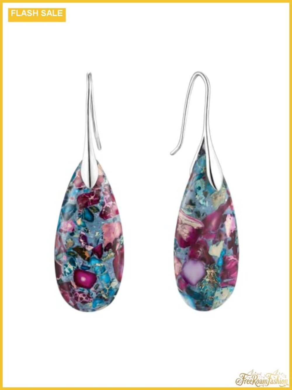 Stone Fishhook Dangle Drop Earrings Statement Teardrop Jewelry for Women